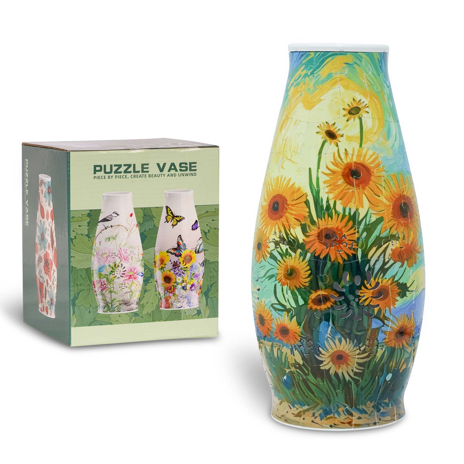 3D Oil Painting Chrysanthemum Vase with Light Puzzle-(152 pieces)💡 - Giftroza