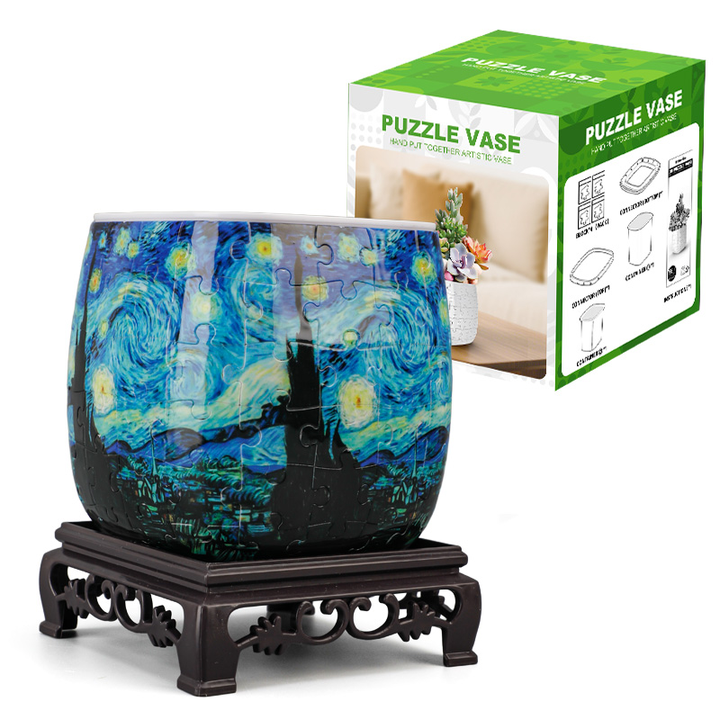 3D The Starry Night Flower Pot Puzzle - ( 96 Piece ) - Giftroza