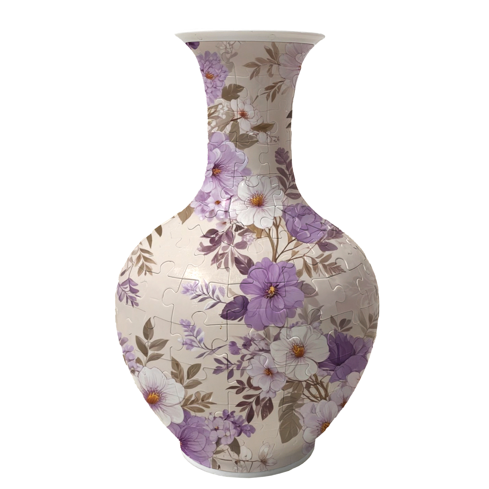3D Graceful Purple Peony Series Long Neck Round Puzzle Vase - (160 Pieces) - Giftroza