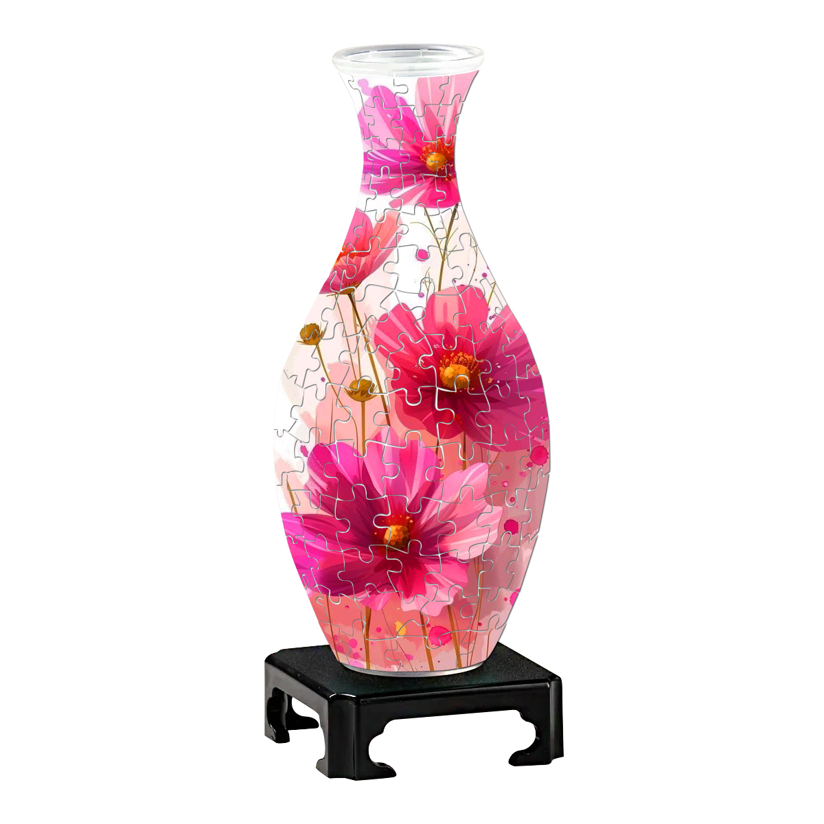 3D Romance Of Pink Daisies Series Puzzle Vase - (160 Pieces) - Giftroza