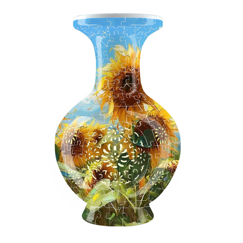 3D Sunflower Oil Painting Style LED Light Puzzle Large Vase - (200Pieces)💡 - Giftroza