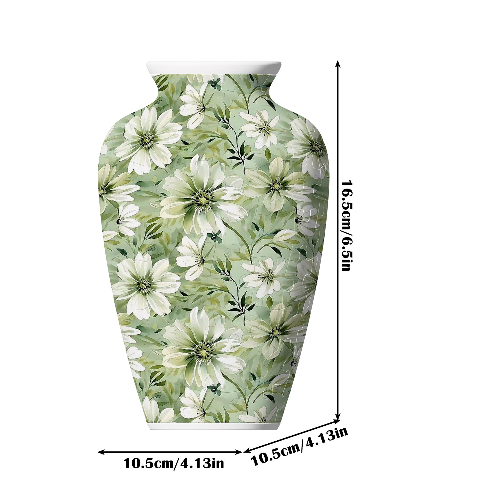 3D Light Green Elegant White Chrysanthemum Series Puzzle Short-Necked Vase  - (120 Pieces) - Giftroza