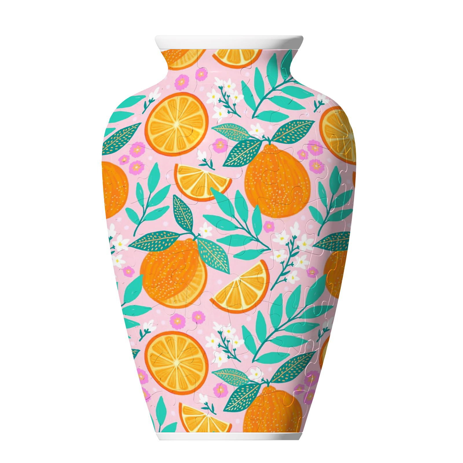 3D Tangerine In Summer Vibe Series Puzzle Short-Necked Vase  - (120 Pieces) - Giftroza