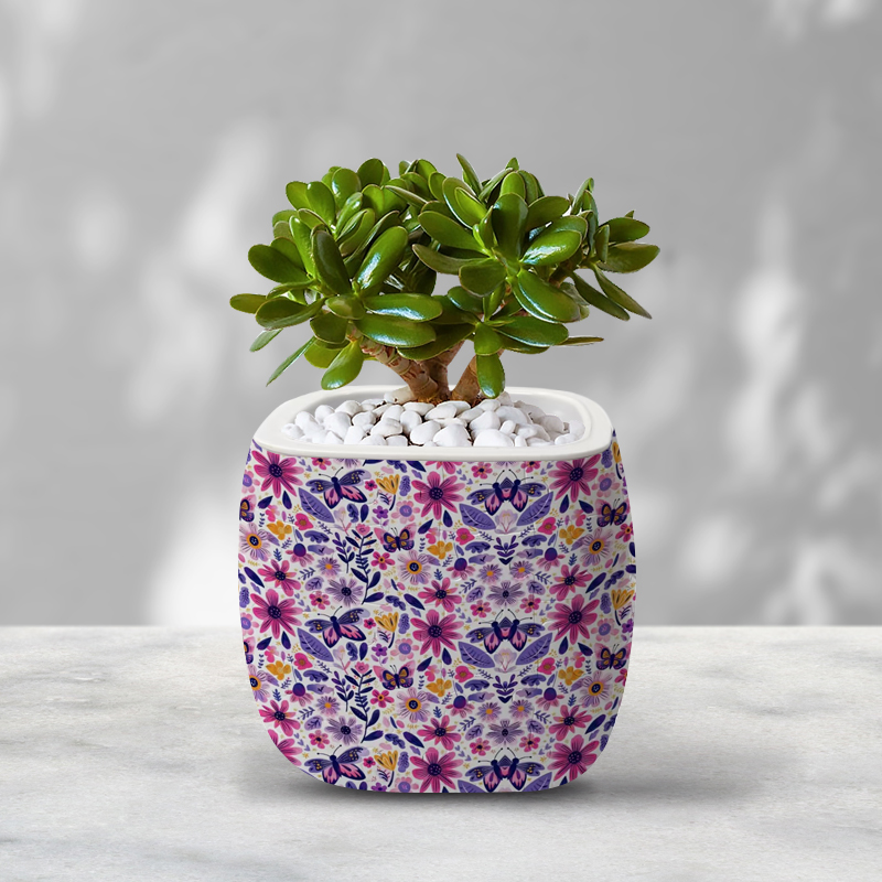 3D Purple Sunflower Flower Leaves And Butterflies Flower Pot Puzzle - ( 96 Piece ) - Giftroza