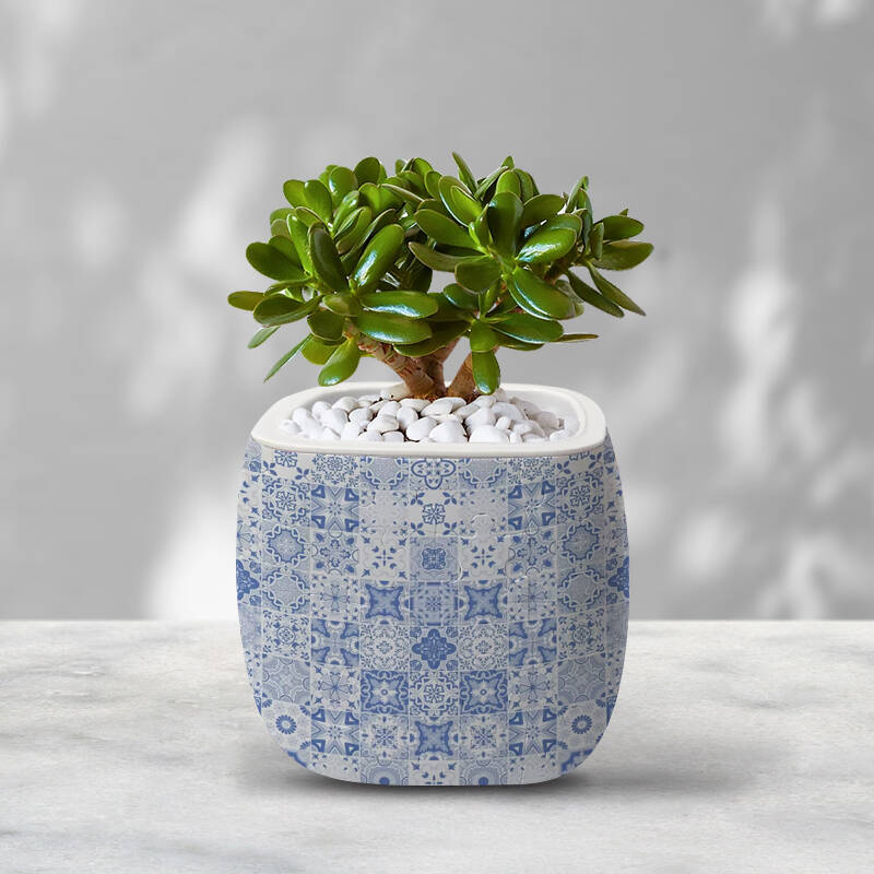 3D Glacier Blue Linear Totem Pattern Flower Pot Puzzle - ( 96 Piece ) - Giftroza