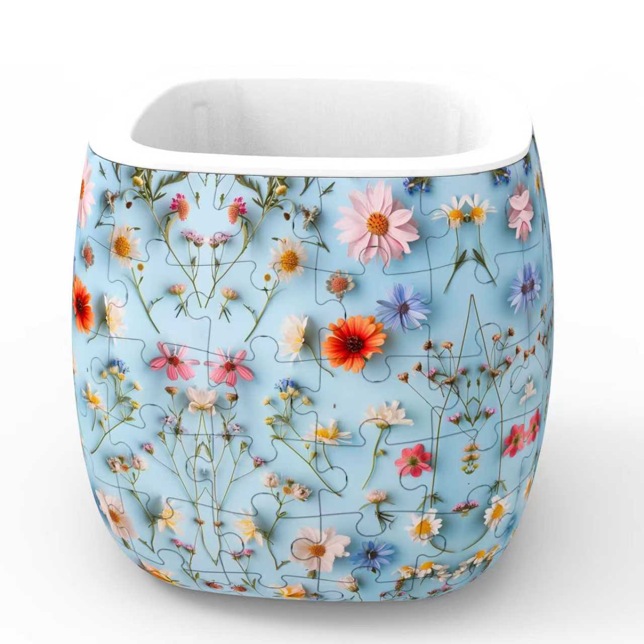 3D Blue Chrysanthemum Series Flower Pot Puzzle - ( 96 Piece ) - Giftroza