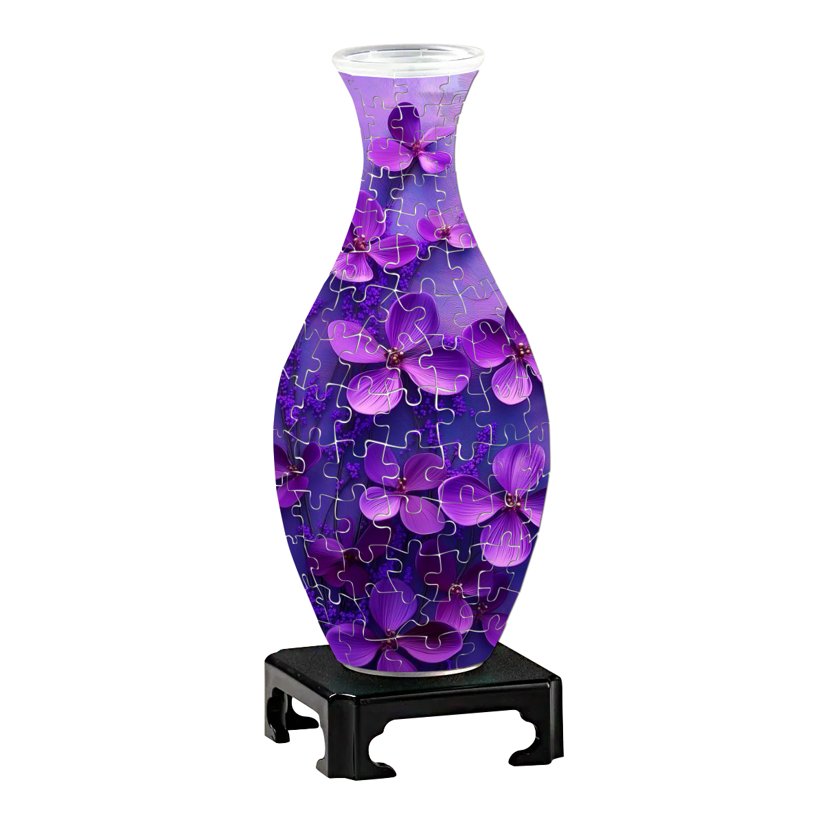 3D Purple Charm Of Four-Character Flowers Series Puzzle Vase - (160 Pieces) - Giftroza