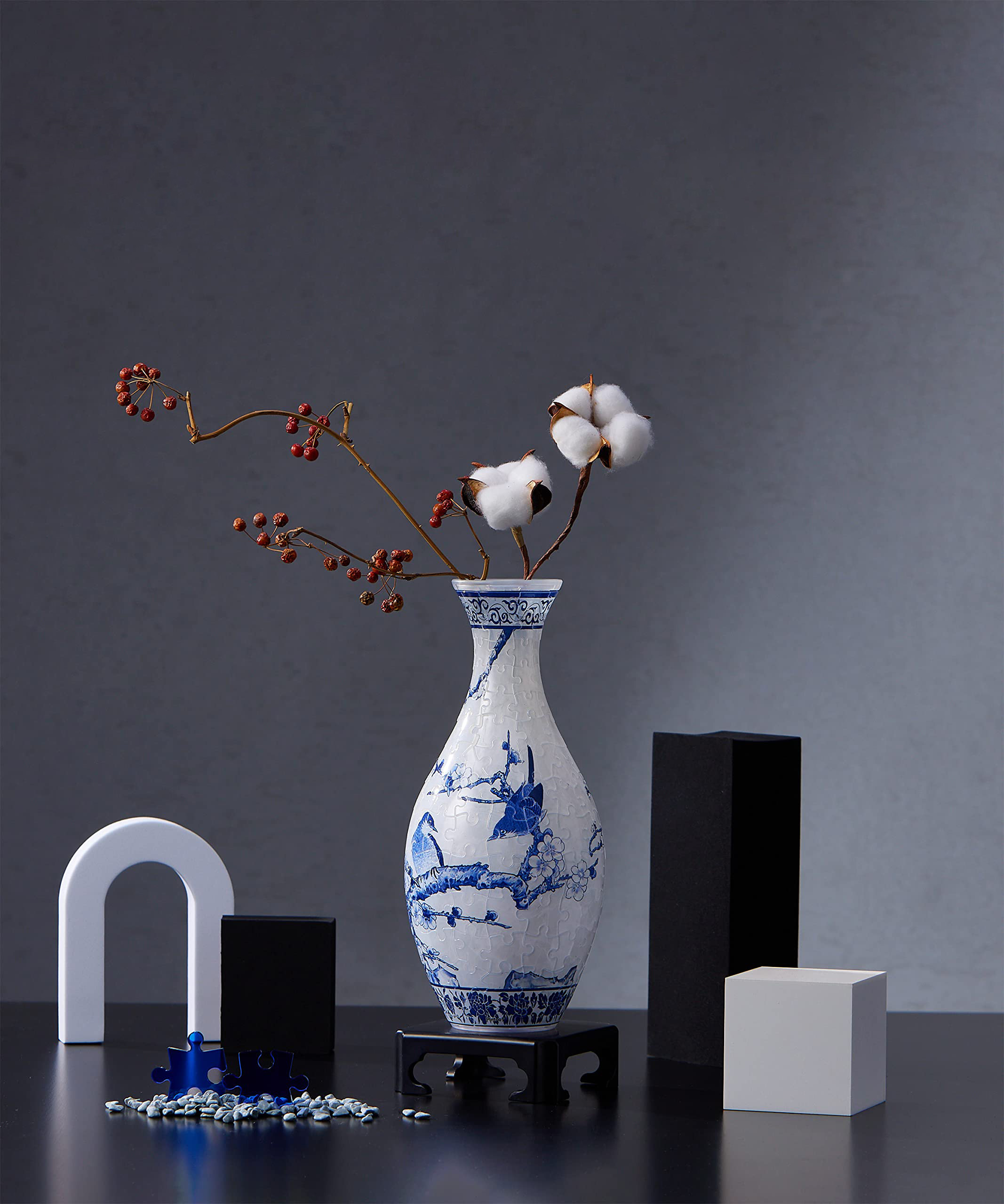 3D Linear Vintage Two Birds Talking Puzzle Vase - (160 Pieces) - Giftroza