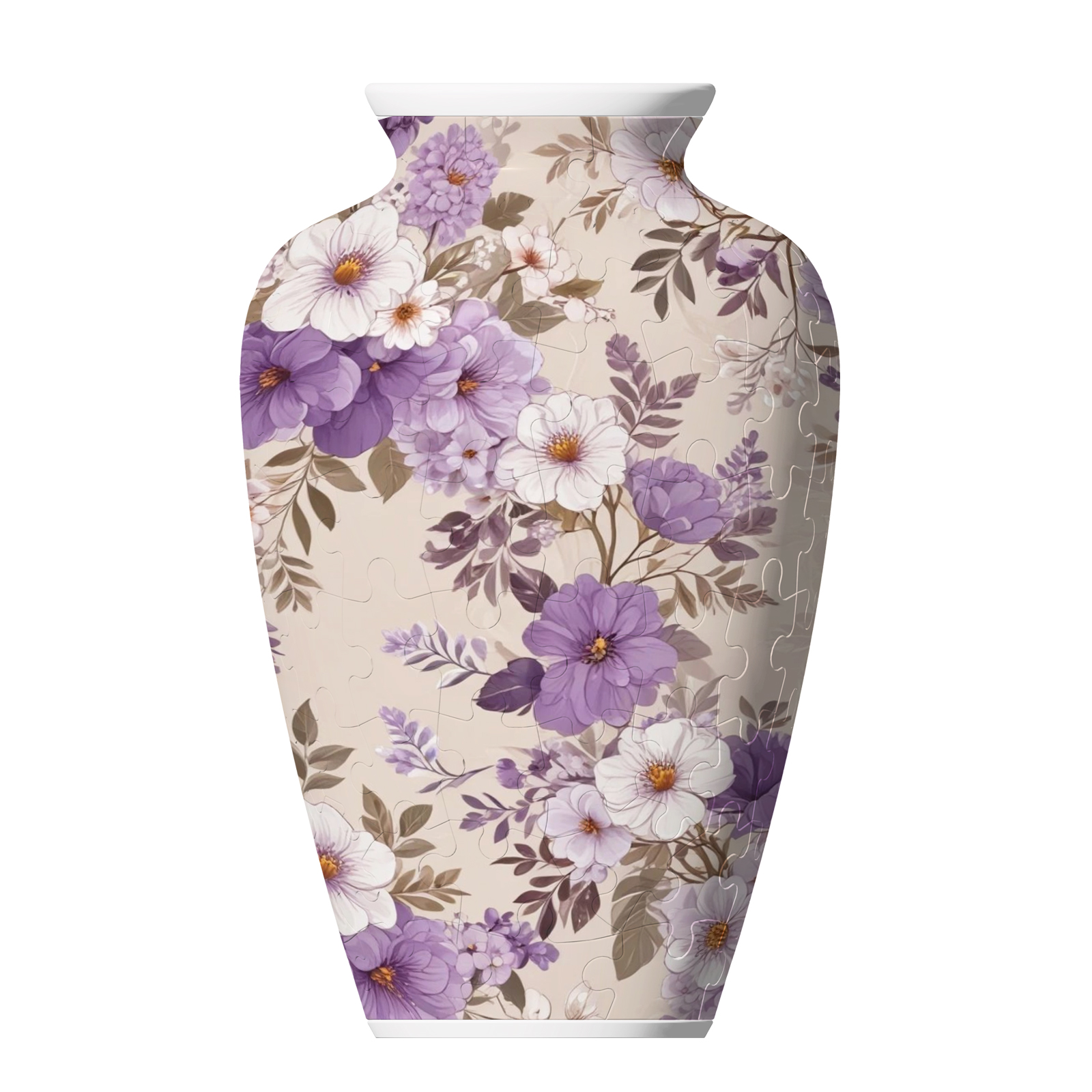 3D Graceful Purple Peony Series Puzzle Short-Necked Vase  - (120 Pieces) - Giftroza