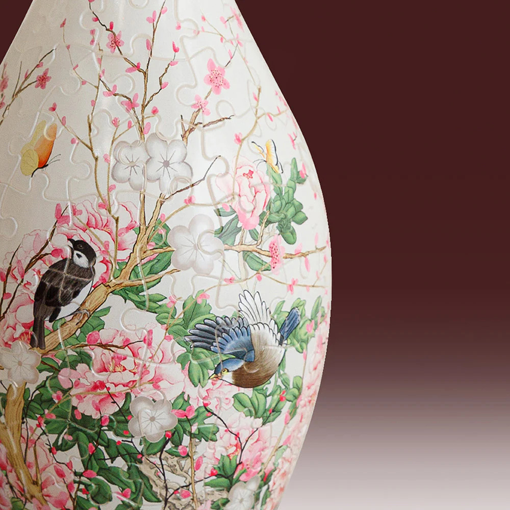 3D Flowers and Birds Puzzle Vase  - (160 Pieces) - Giftroza