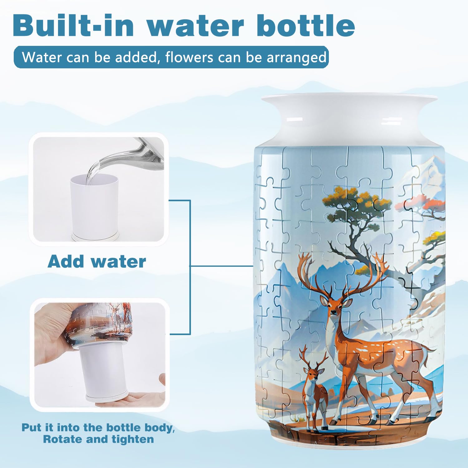 3D Sika Deer Style Puzzle Medium Vase - (162 Pieces) - Giftroza