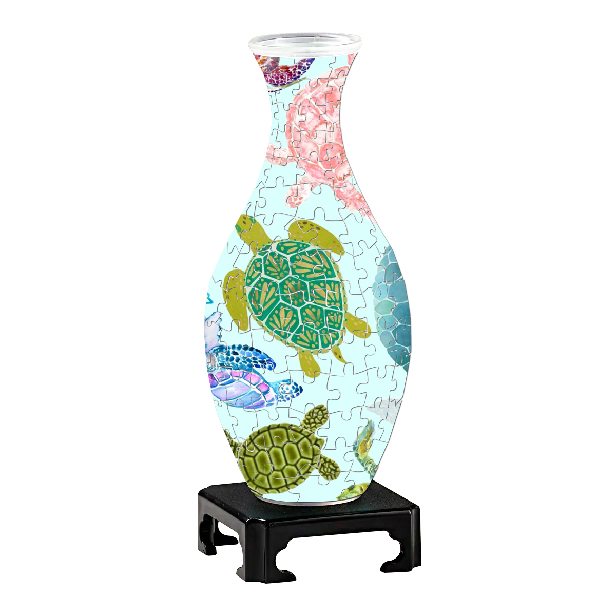 3D Chroma Sea Turtles Style Puzzle Vase - (160 Pieces) - Giftroza