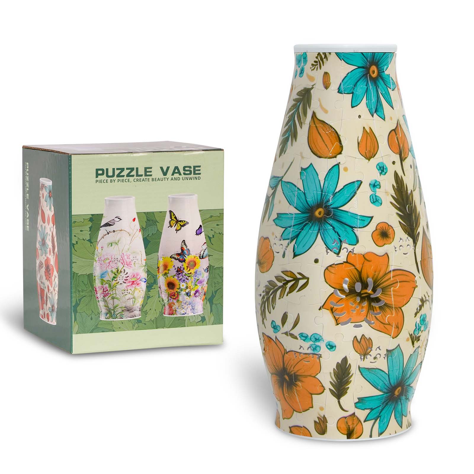 3D Blue Line Landscape Image Lighted Jigsaw Vase - (152 pieces)💡 - Giftroza