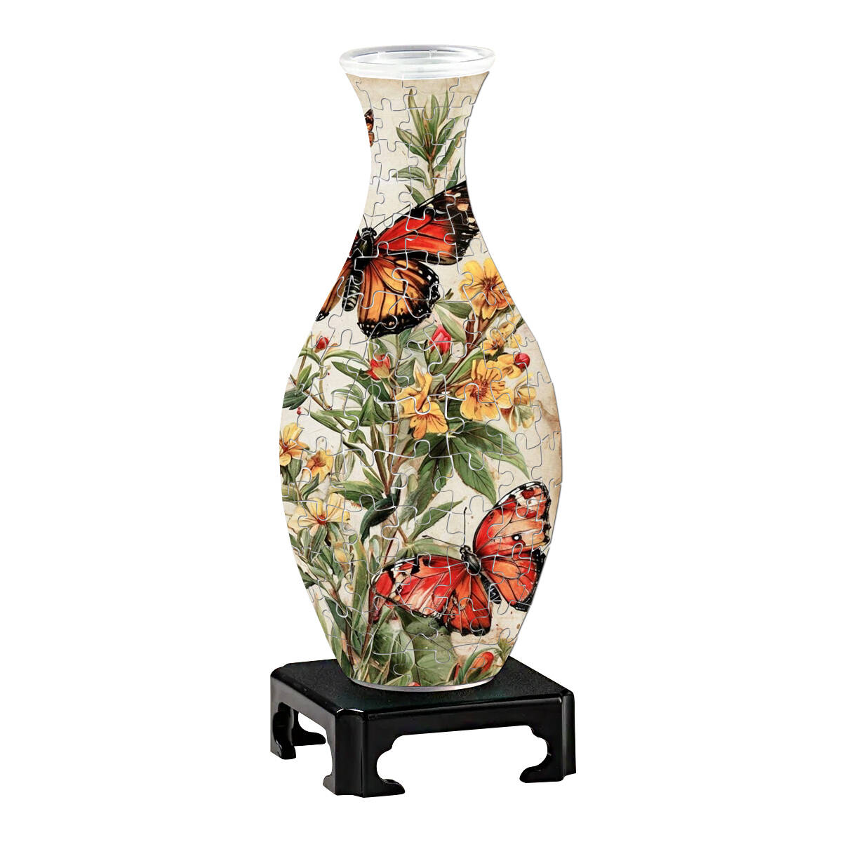 3D Monarch Danaus plexippus And Flowers Series Puzzle Vase - (160 Pieces) - Giftroza