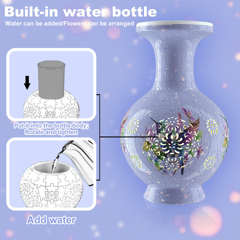 3D Yellow Sunflower Style LED Light Puzzle Large Vase - (200Pieces)💡 - Giftroza