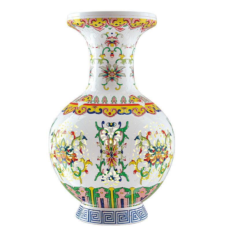 3D National Culture Flower Totem Style LED Light Puzzle Large Vase - (200Pieces)💡 - Giftroza