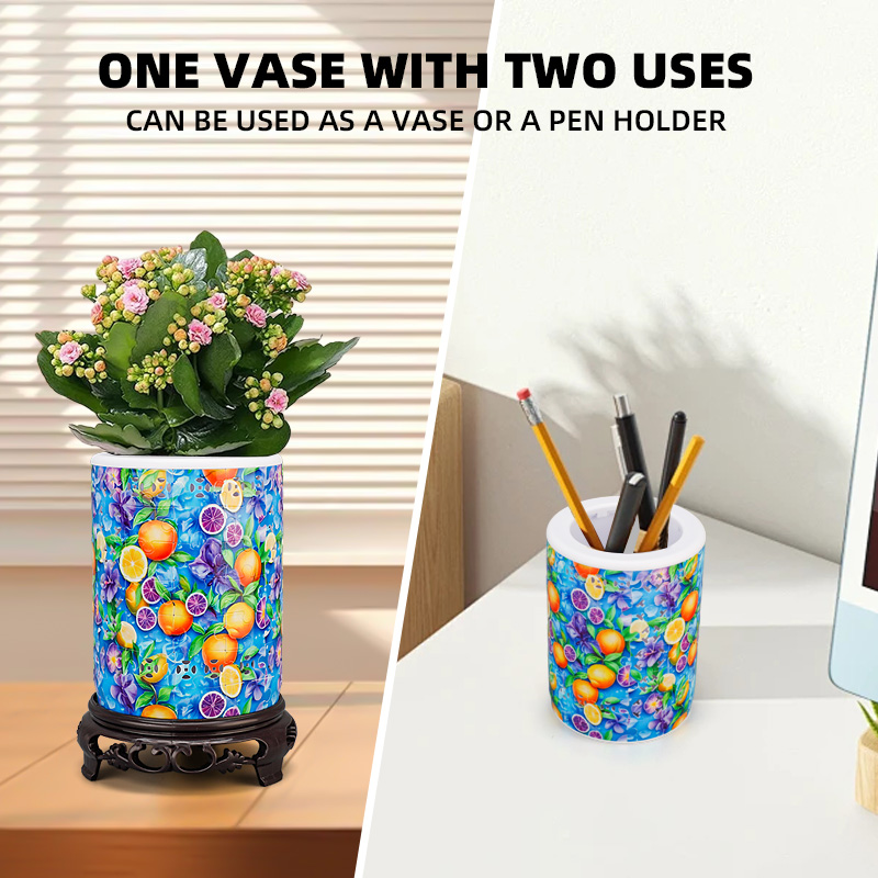 3D Green World Of Daisies Style LED Lights Skeleton Puzzle Cylinder Vase - (84 Pieces)💡 - Giftroza