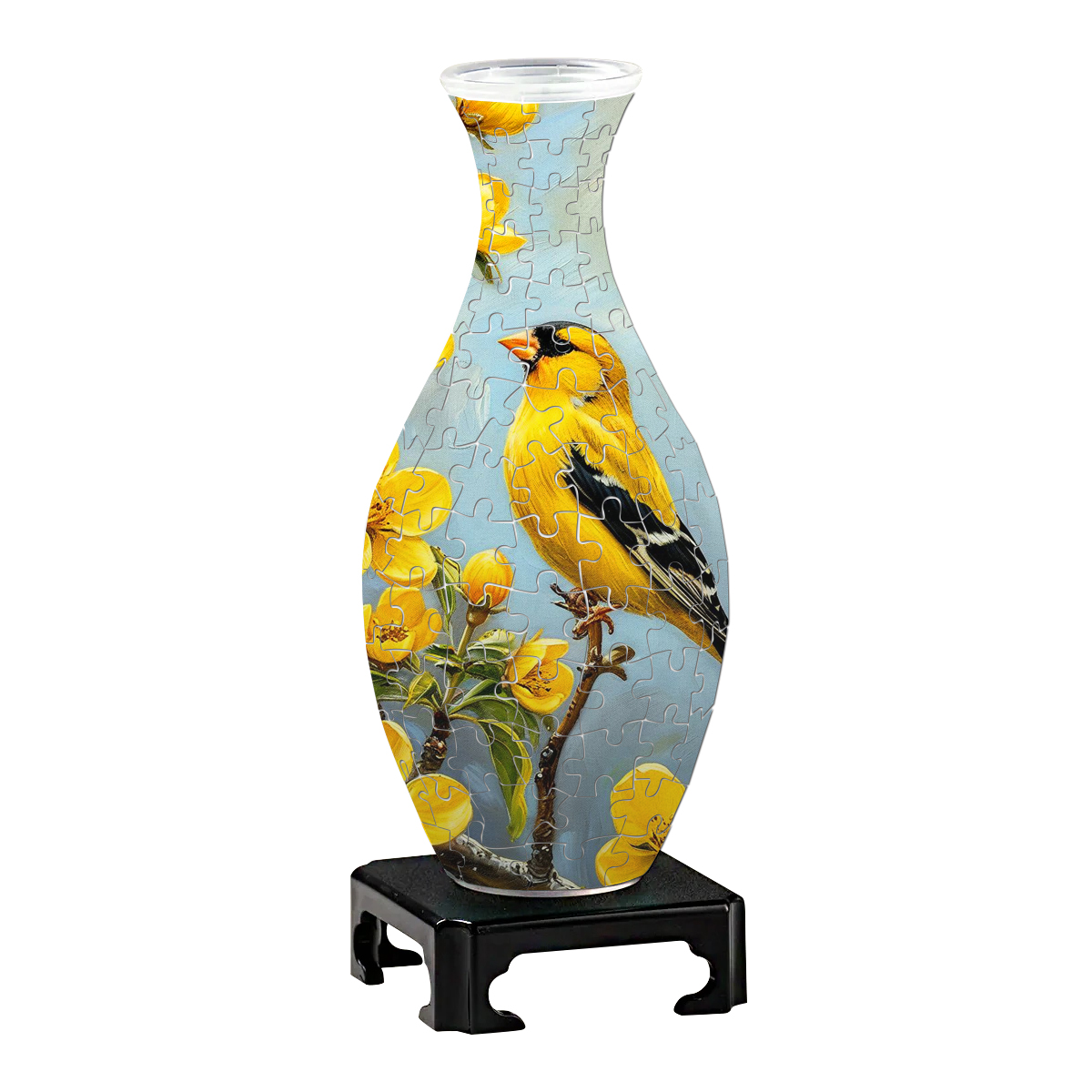 3D Goldfinch And Yellow Pear Flower Series Puzzle Vase - (160 Pieces) - Giftroza