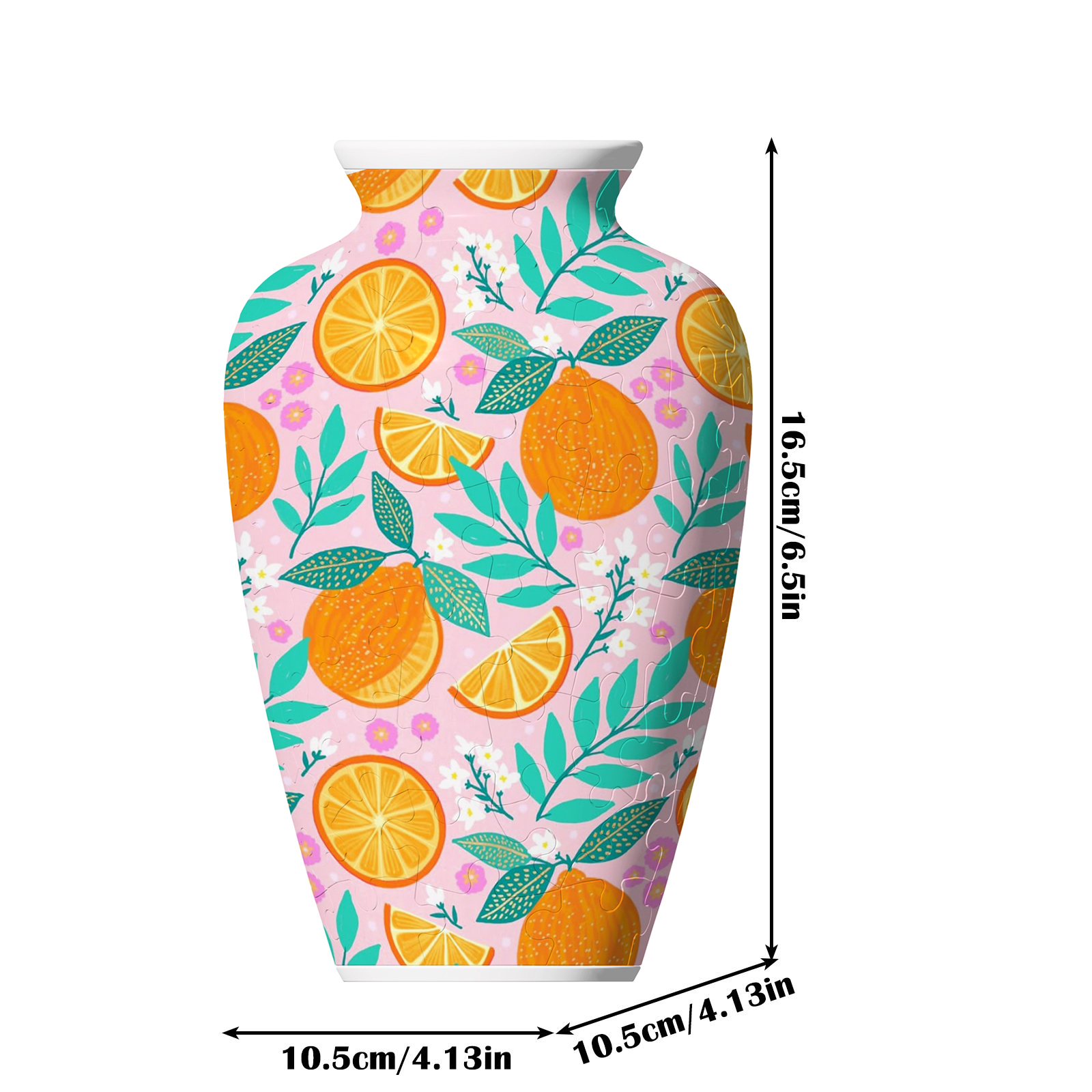 3D Tangerine In Summer Vibe Series Puzzle Short-Necked Vase  - (120 Pieces) - Giftroza