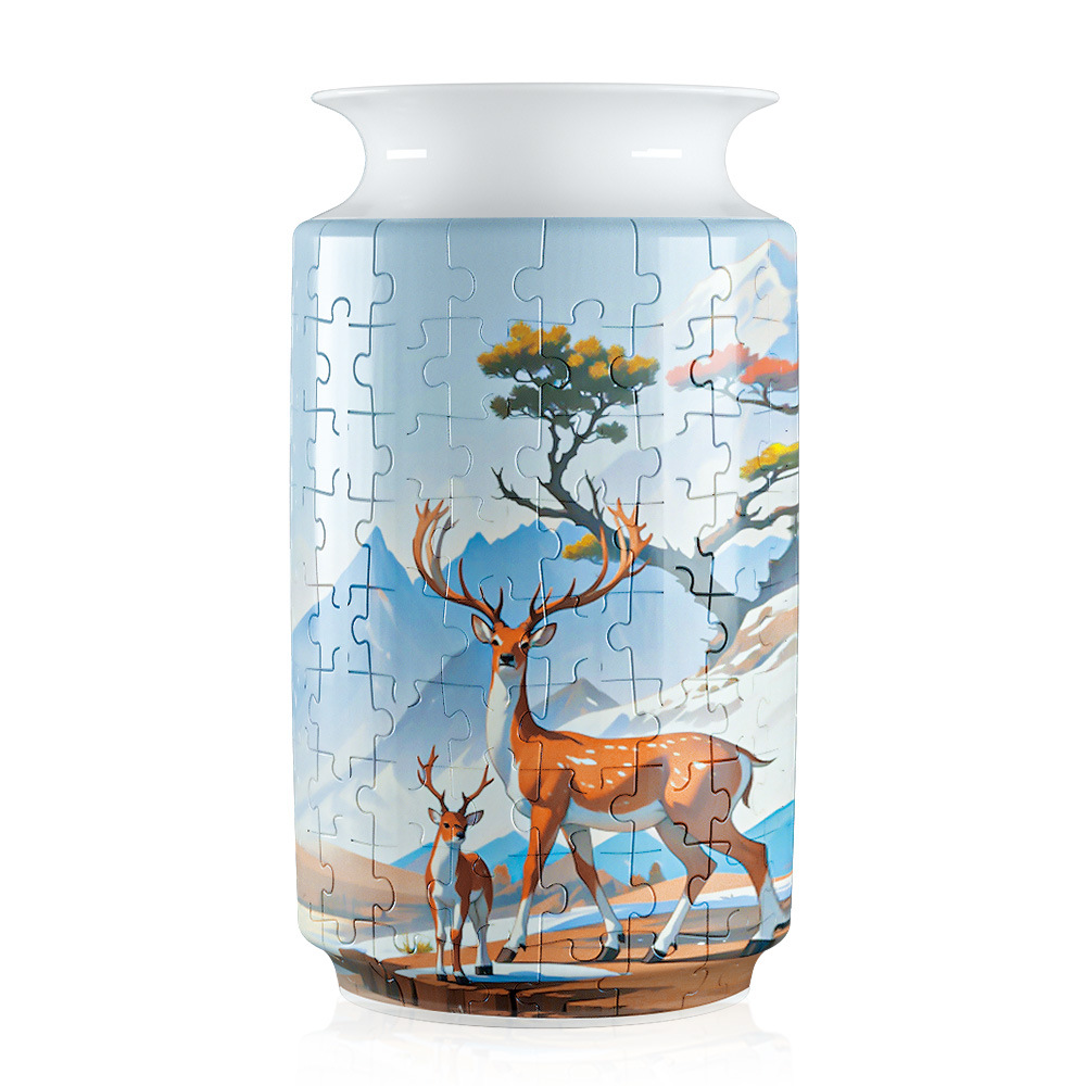 3D Sika Deer Style Puzzle Medium Vase - (162 Pieces) - Giftroza
