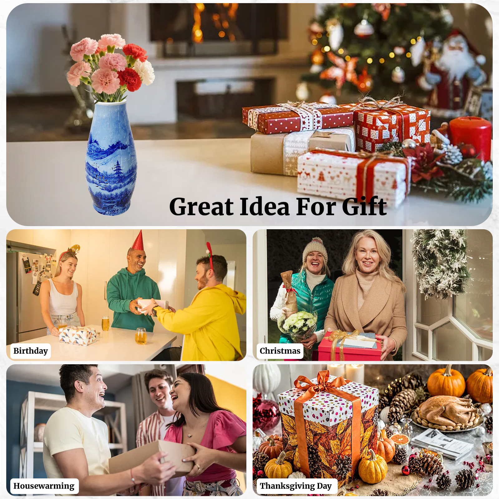 3D Blue Line Landscape Lighted Jigsaw Vase - (152 pieces)💡 - Giftroza