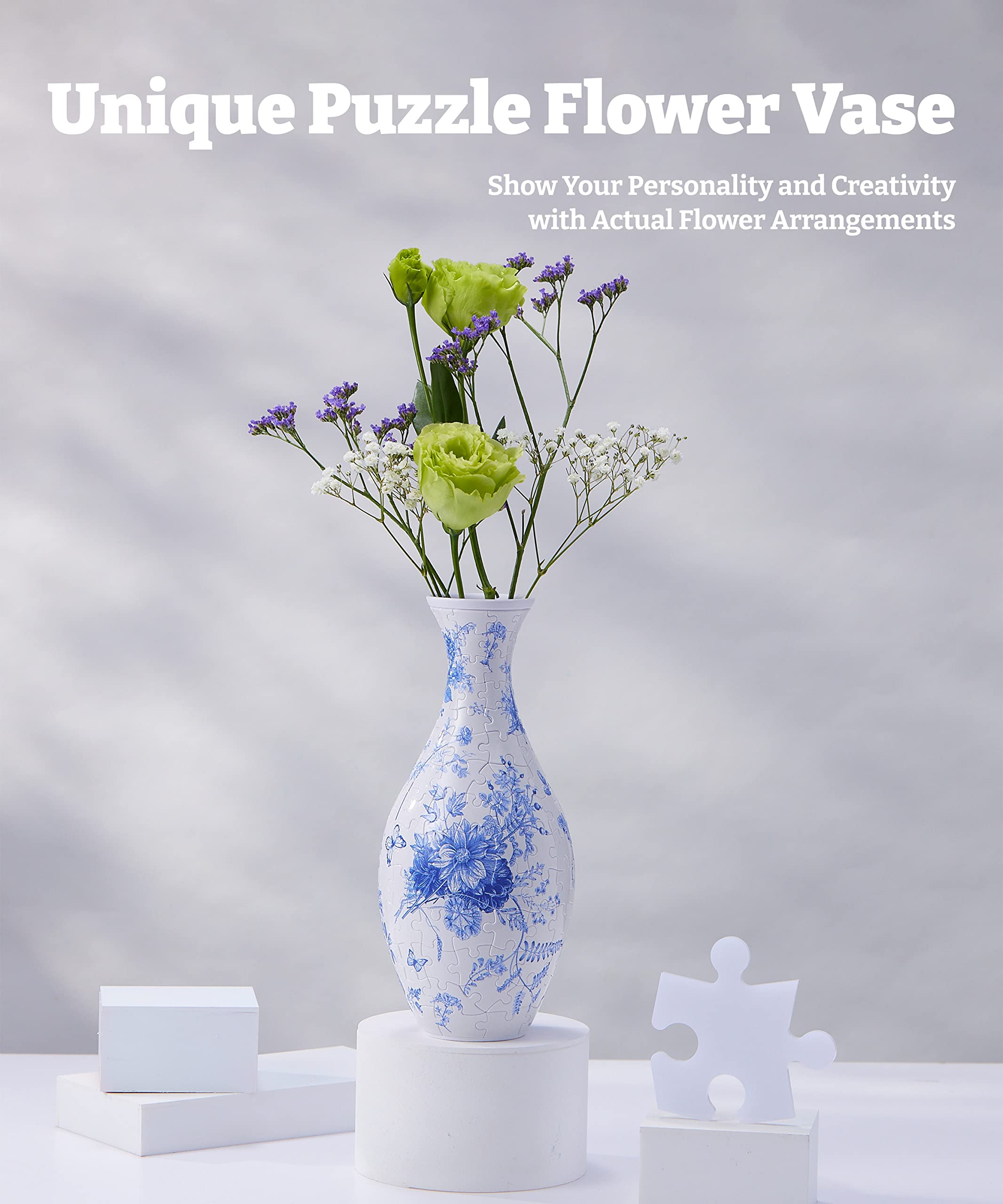 3D Linear Vintage Chrysanthemum Puzzle Vase - (160 Pieces) - Giftroza