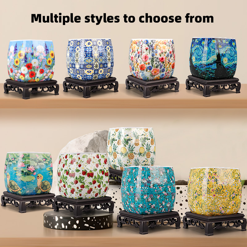 3D Starry Night In The Wind Flower Pot Puzzle - ( 96 Piece ) - Giftroza