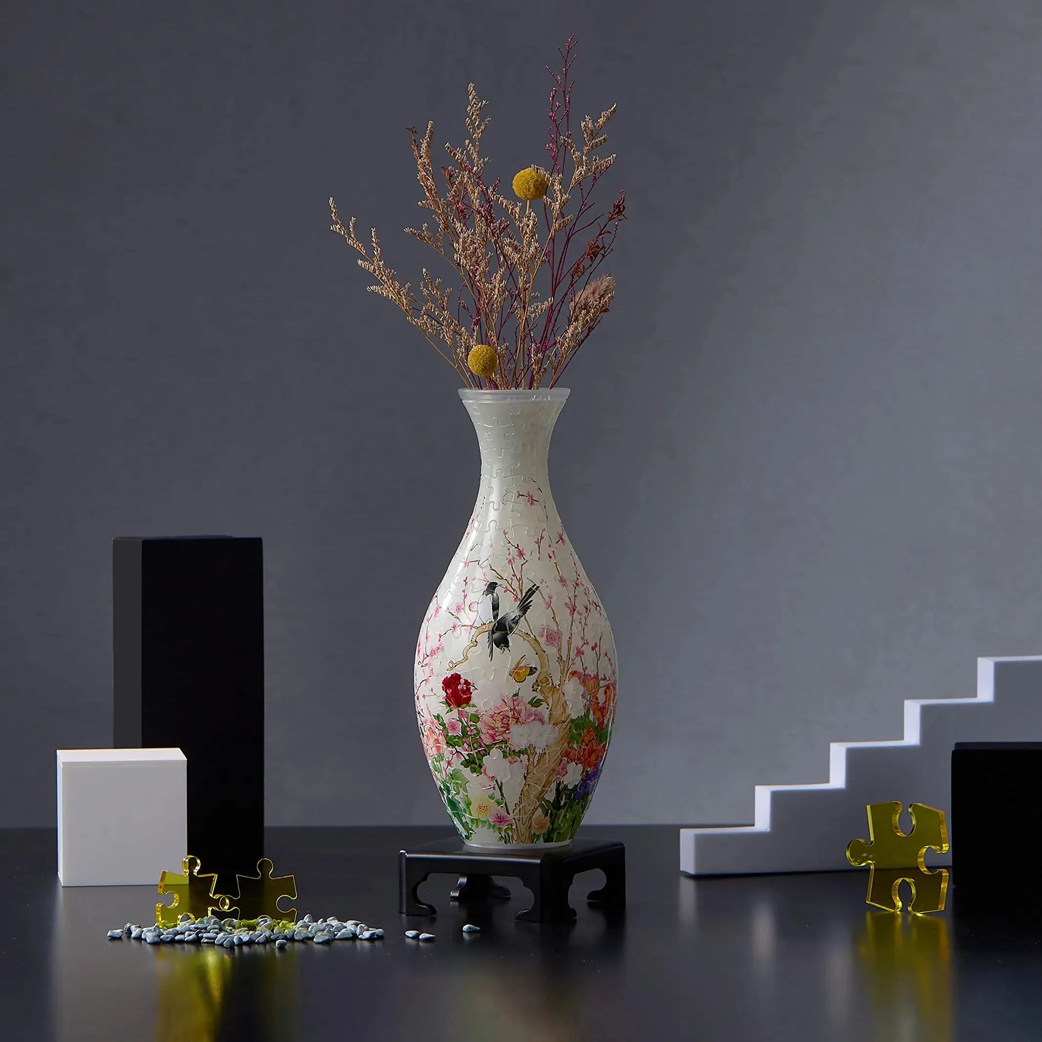 3D Flowers and Birds Puzzle Vase  - (160 Pieces) - Giftroza