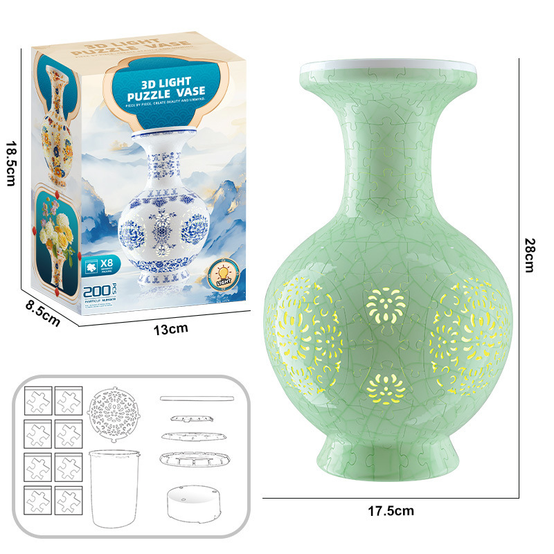 3D Yellow Sunflower Style LED Light Puzzle Large Vase - (200Pieces)💡 - Giftroza