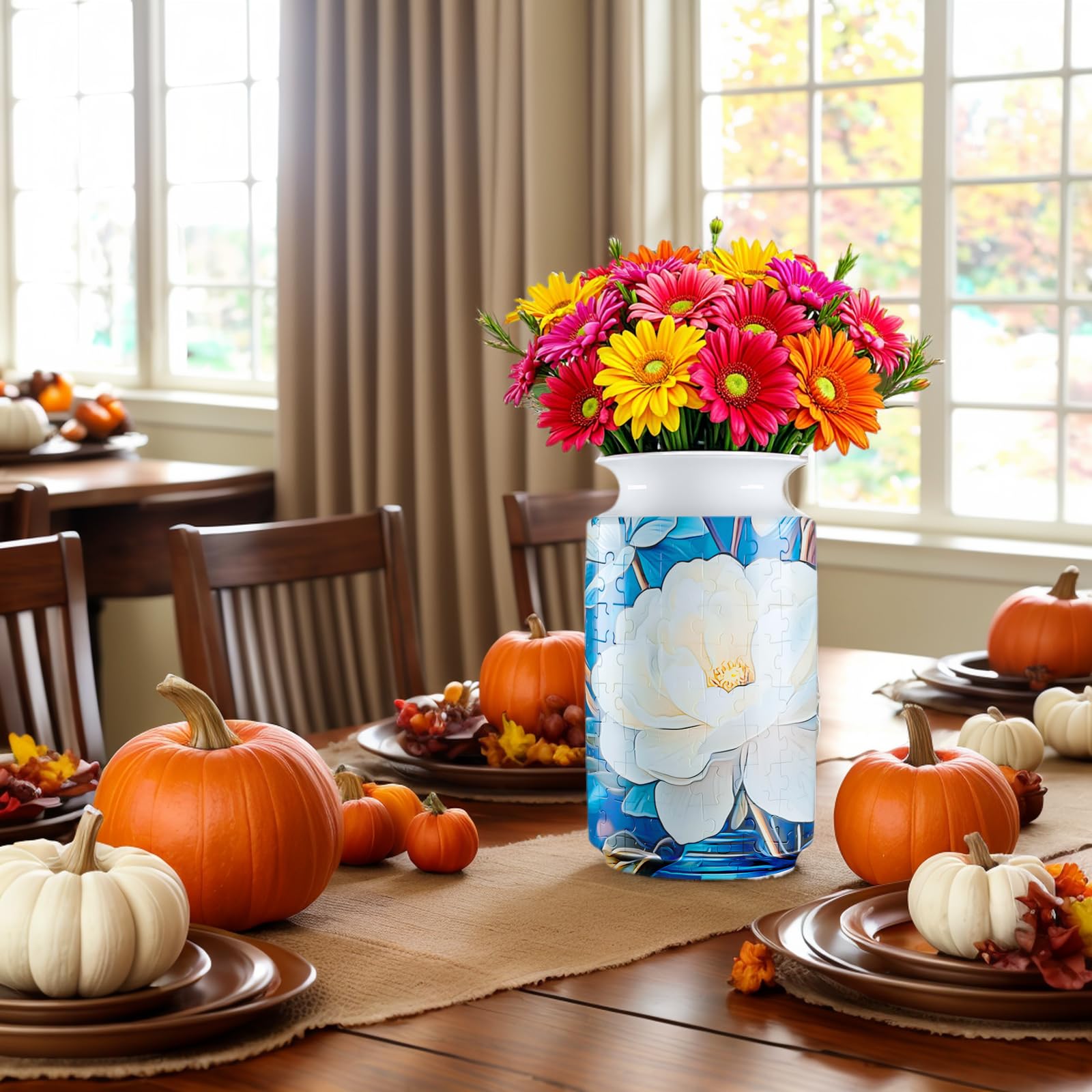 3D White Orchid Style Puzzle Medium Vase - (162 Pieces) - Giftroza