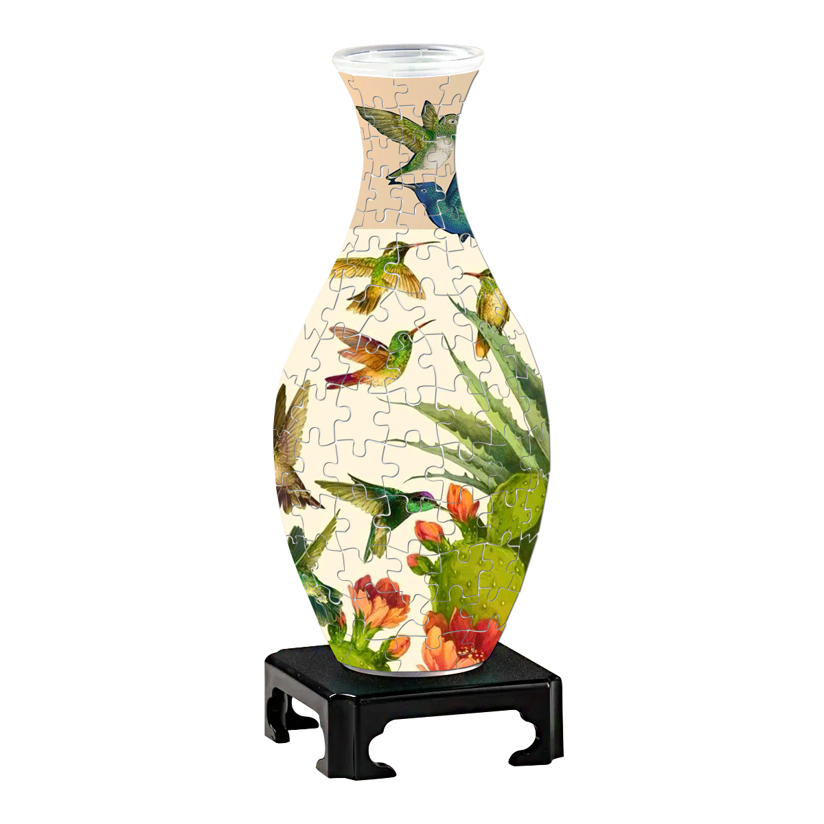 3D Western Cactus And Hummingbirds Series Puzzle Vase - (160 Pieces) - Giftroza