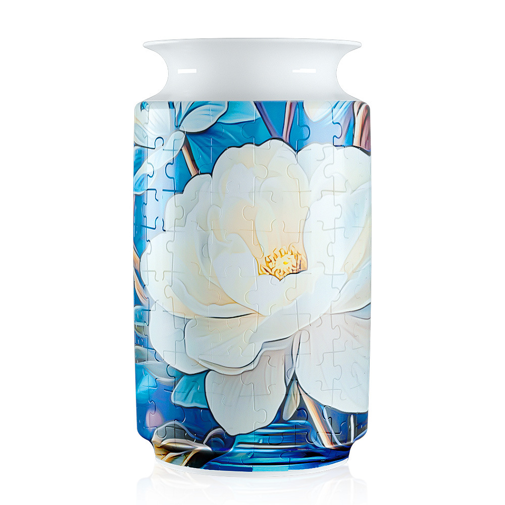 3D White Orchid Style Puzzle Medium Vase - (162 Pieces) - Giftroza