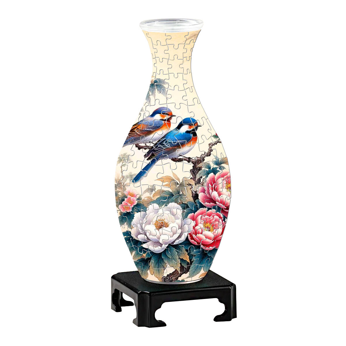 3D Blue Kingfisher And Peony Fairy Series Puzzle Vase - (160 Pieces) - Giftroza