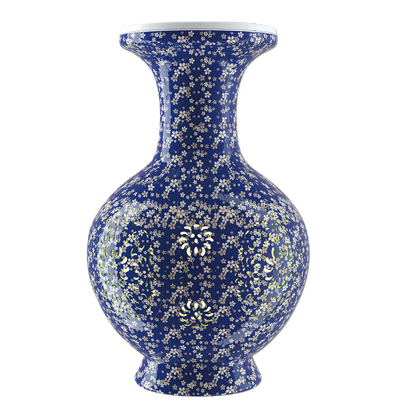 3D Small Blue Florals Style LED Light Puzzle Large Vase - (200Pieces)💡 - Giftroza