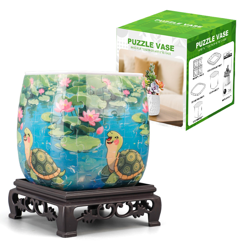 3D Summer Lotus Turtle Flower Pot Puzzle - ( 96 Piece ) - Giftroza