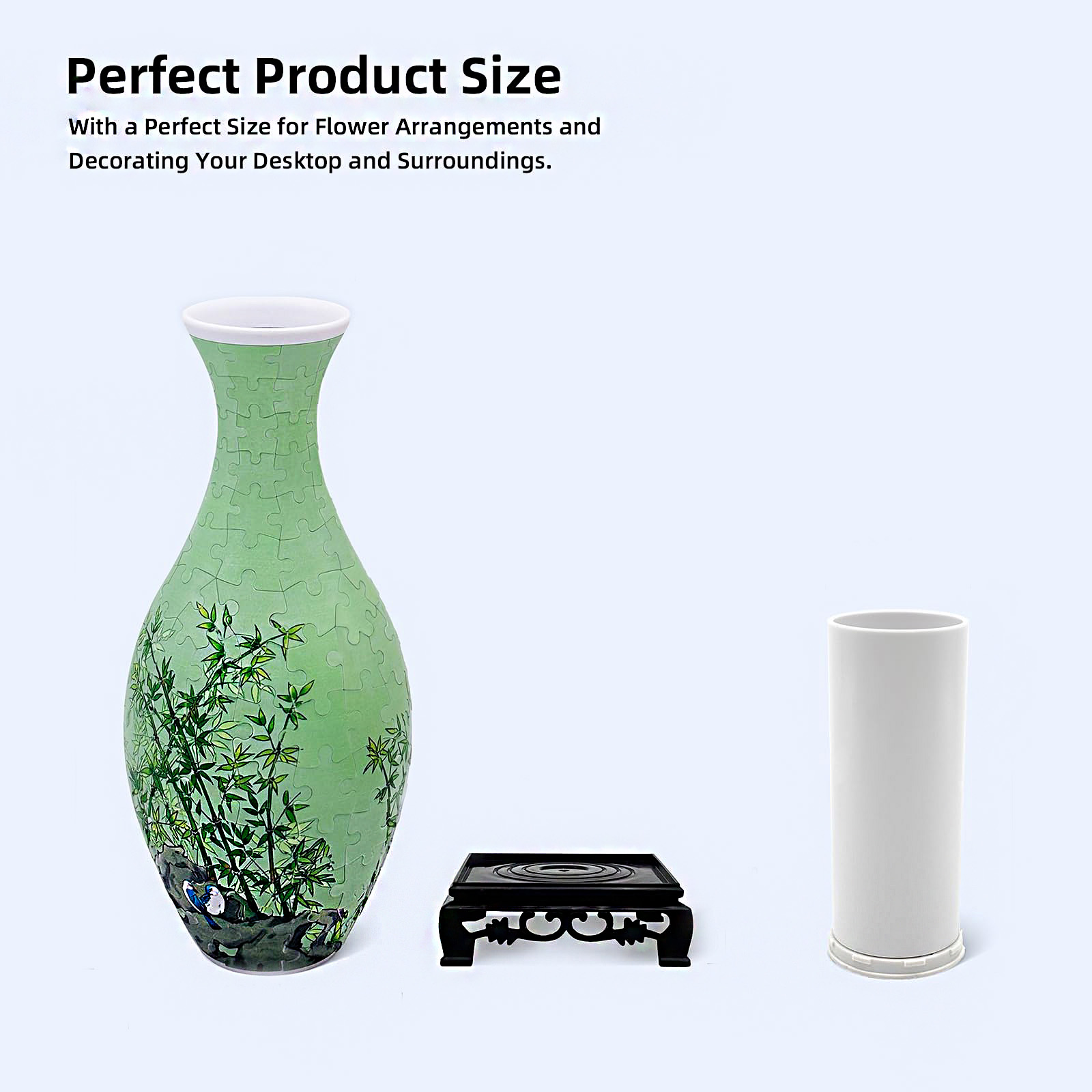 3D Bamboo And Birds Painting Style Jigsaw Puzzle Vase - (160 Pieces) - Giftroza