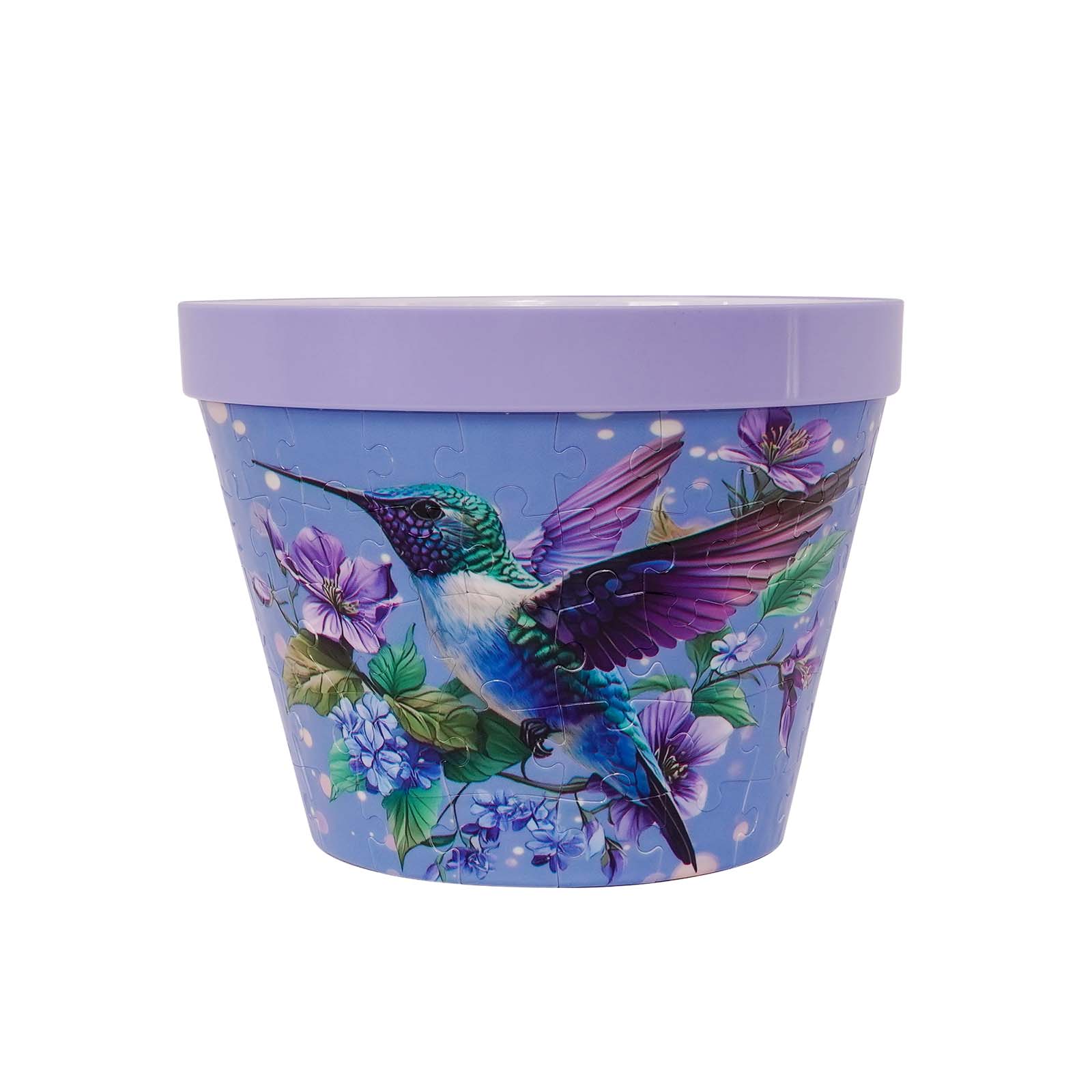 3D Blue Hummingbird Series Large Flower Pot Jigsaw Puzzle (100 Pieces) - Giftroza