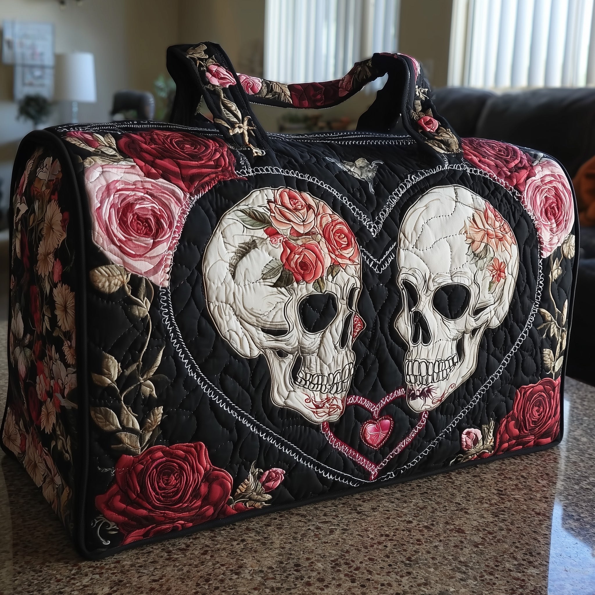 Skull Couple Quilted Duffle Bag GFTONL5807 - Giftroza