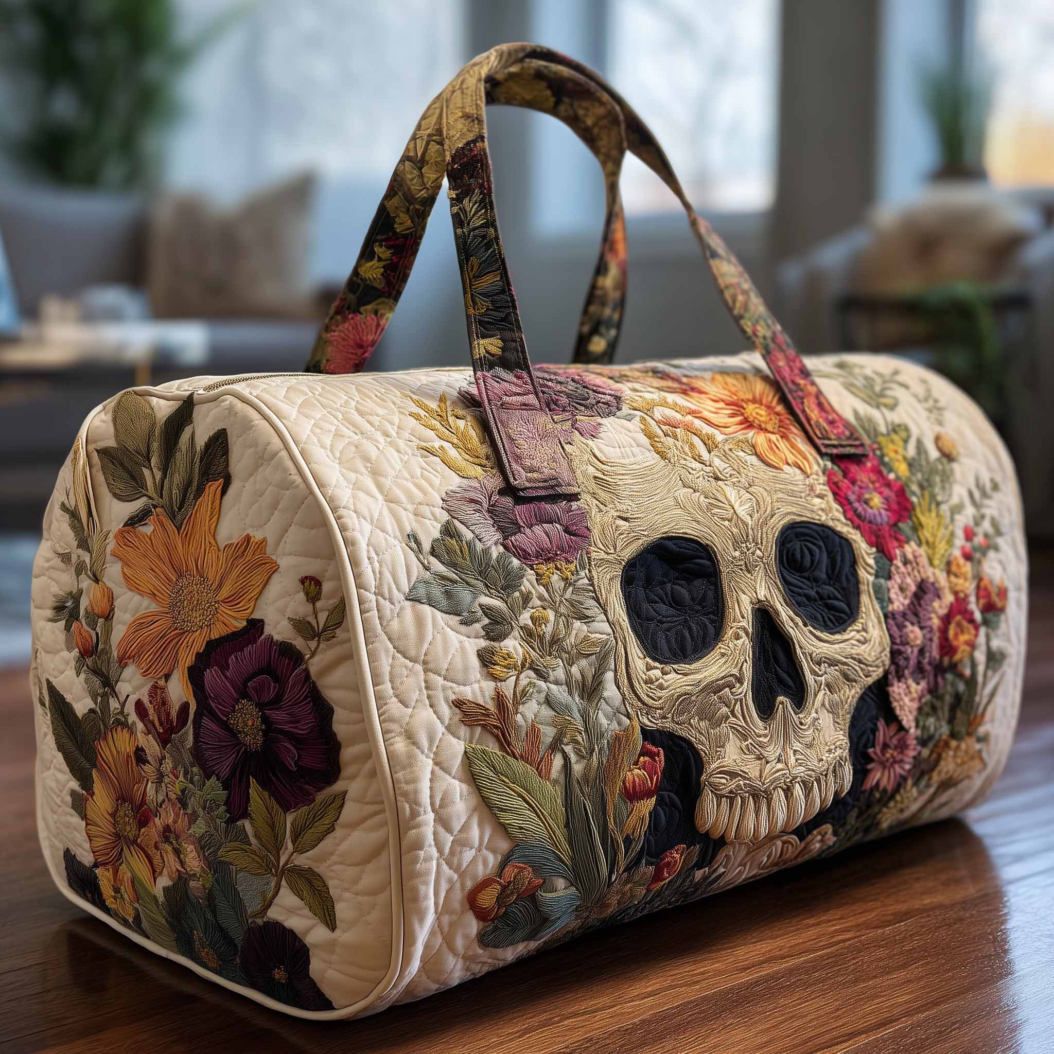 Floral Skull Quilted Duffle Bag GFTONL6023 - Giftroza