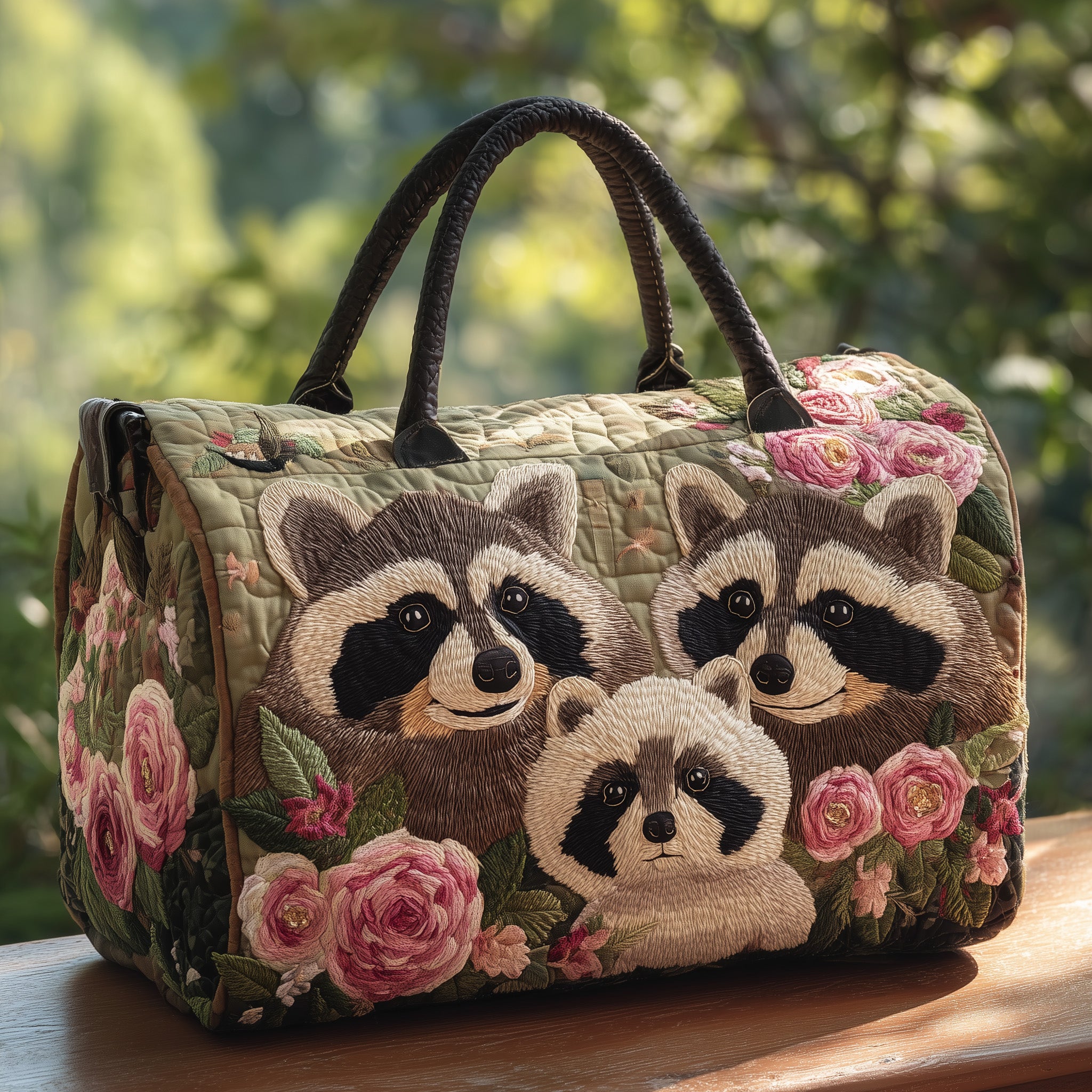 Raccoon Fam Quilted Duffle Bag GFTONT2446 - Giftroza