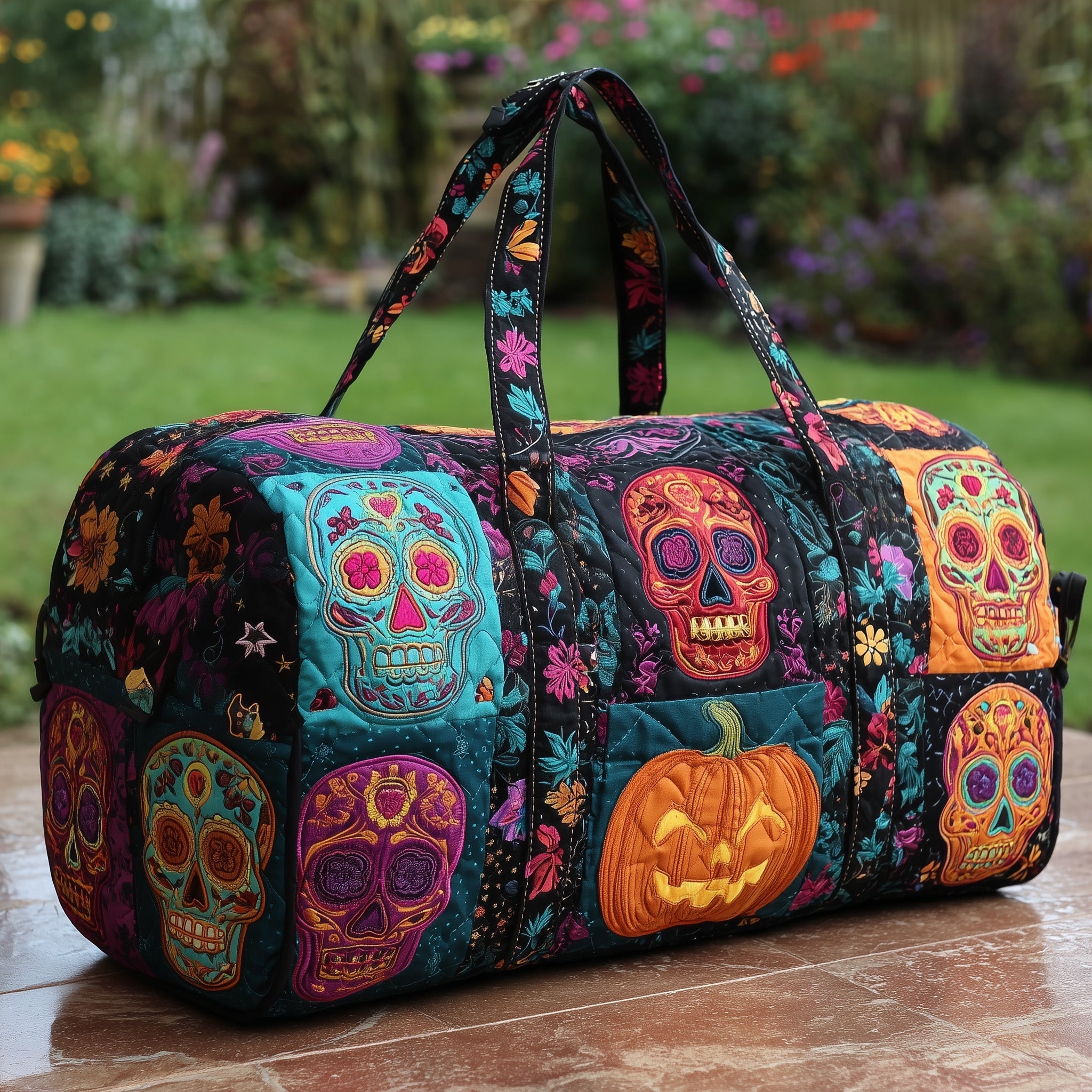Sugar Skull Quilted Duffle Bag GFTOMA4313 - Giftroza