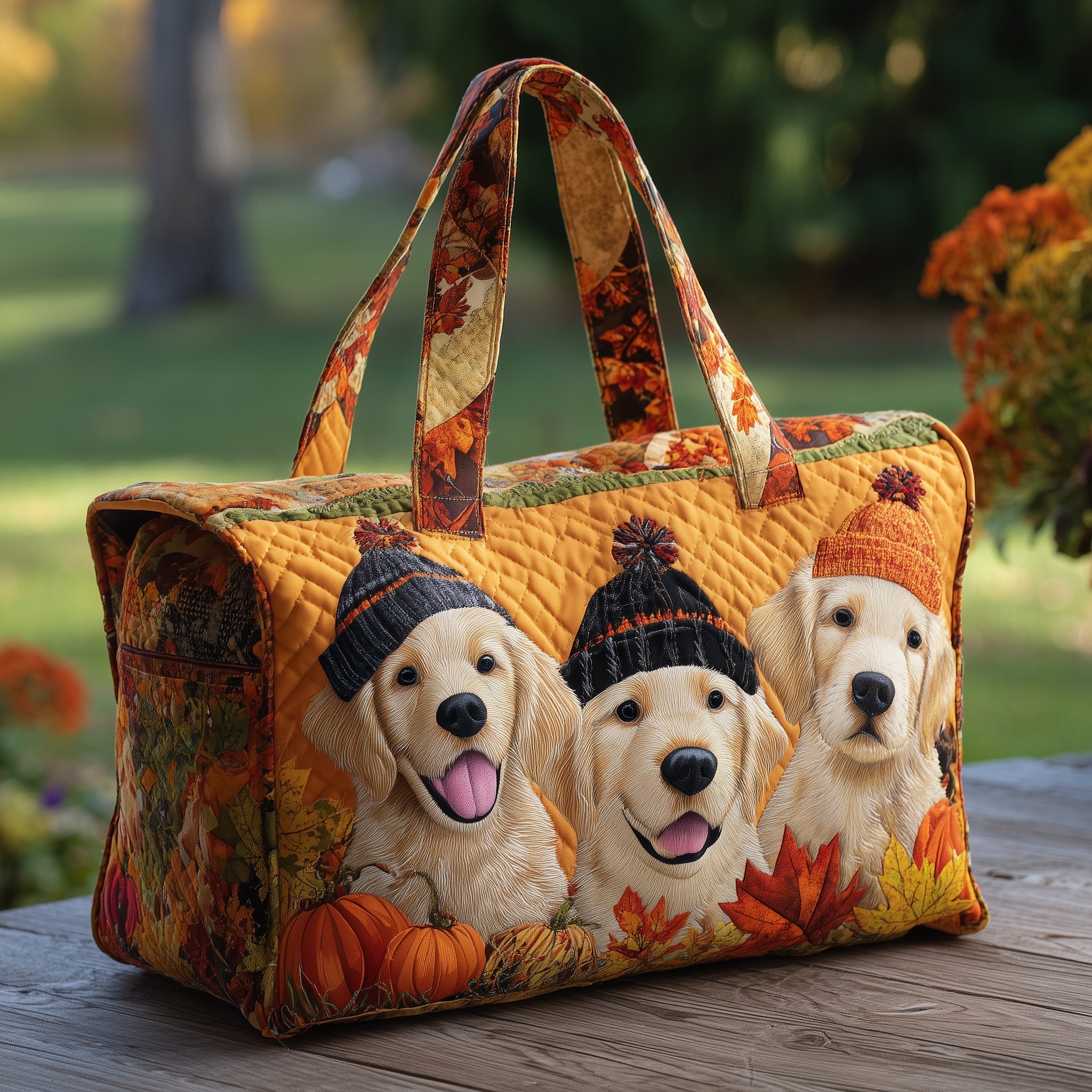 Autumn Golden Retriever Quilted Duffle Bag GFTOTP10702 - Giftroza