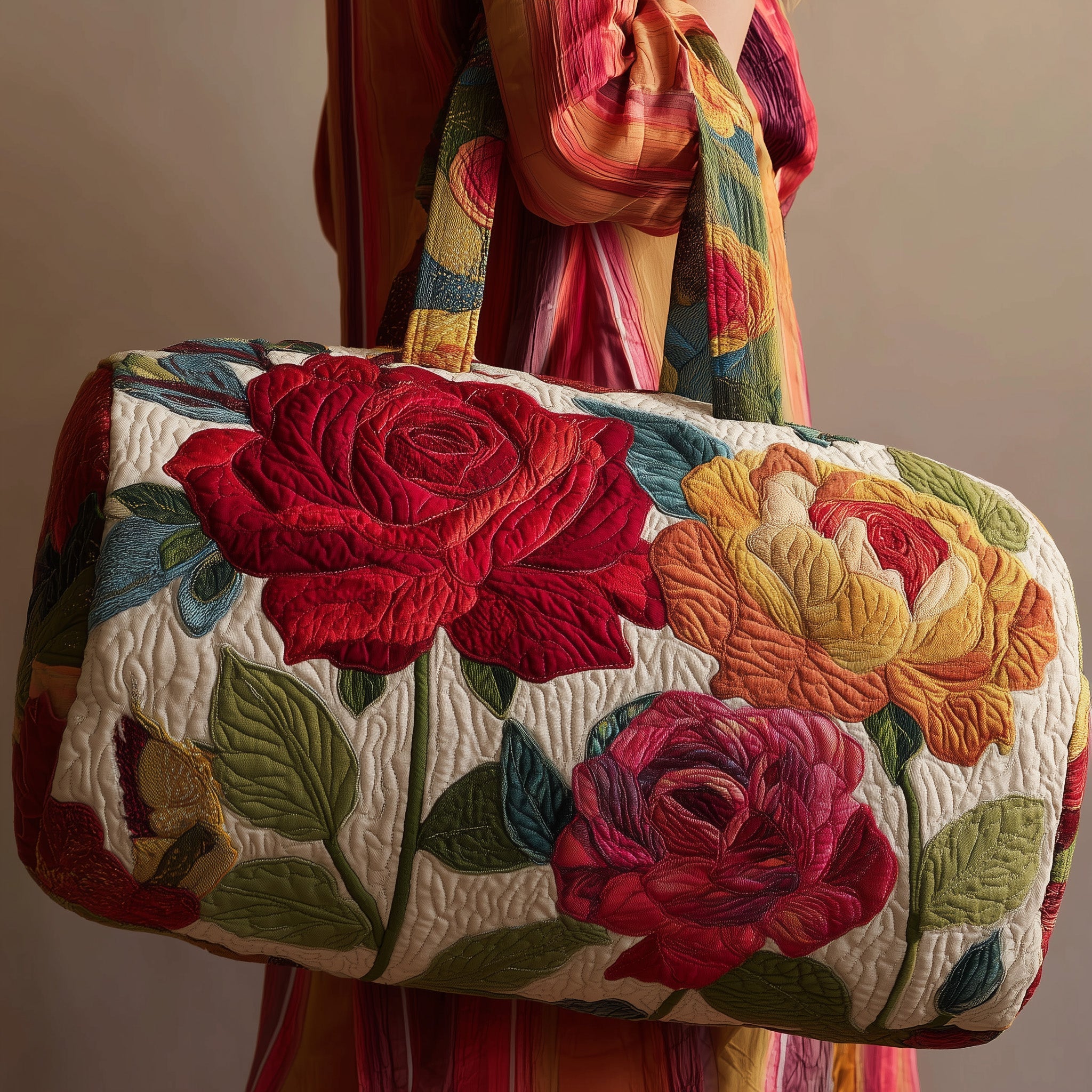 Vintage Roses Quilted Duffle Bag GFTONL5125 - Giftroza