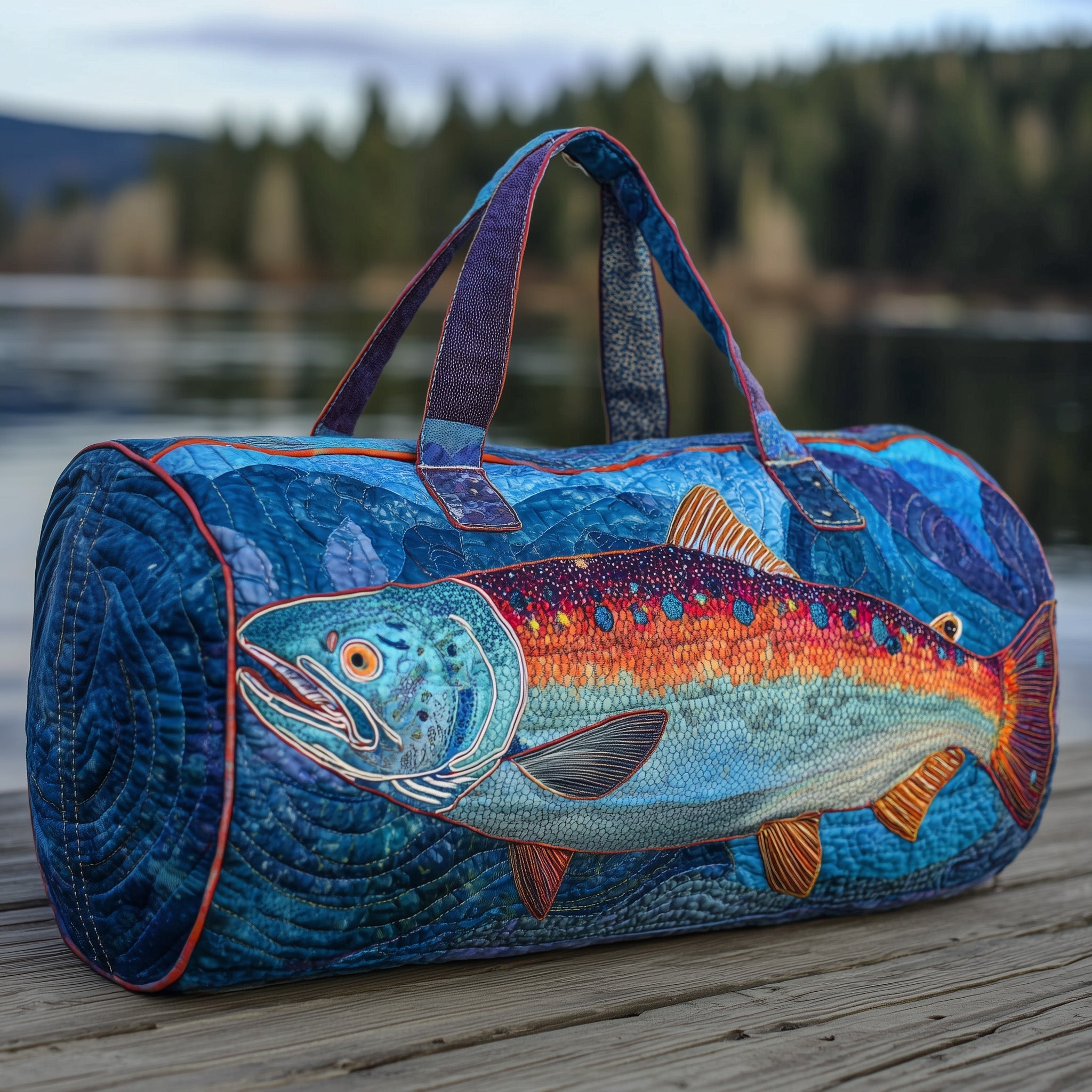Salmon Fish Quilted Duffle Bag GFTOHD10575 - Giftroza