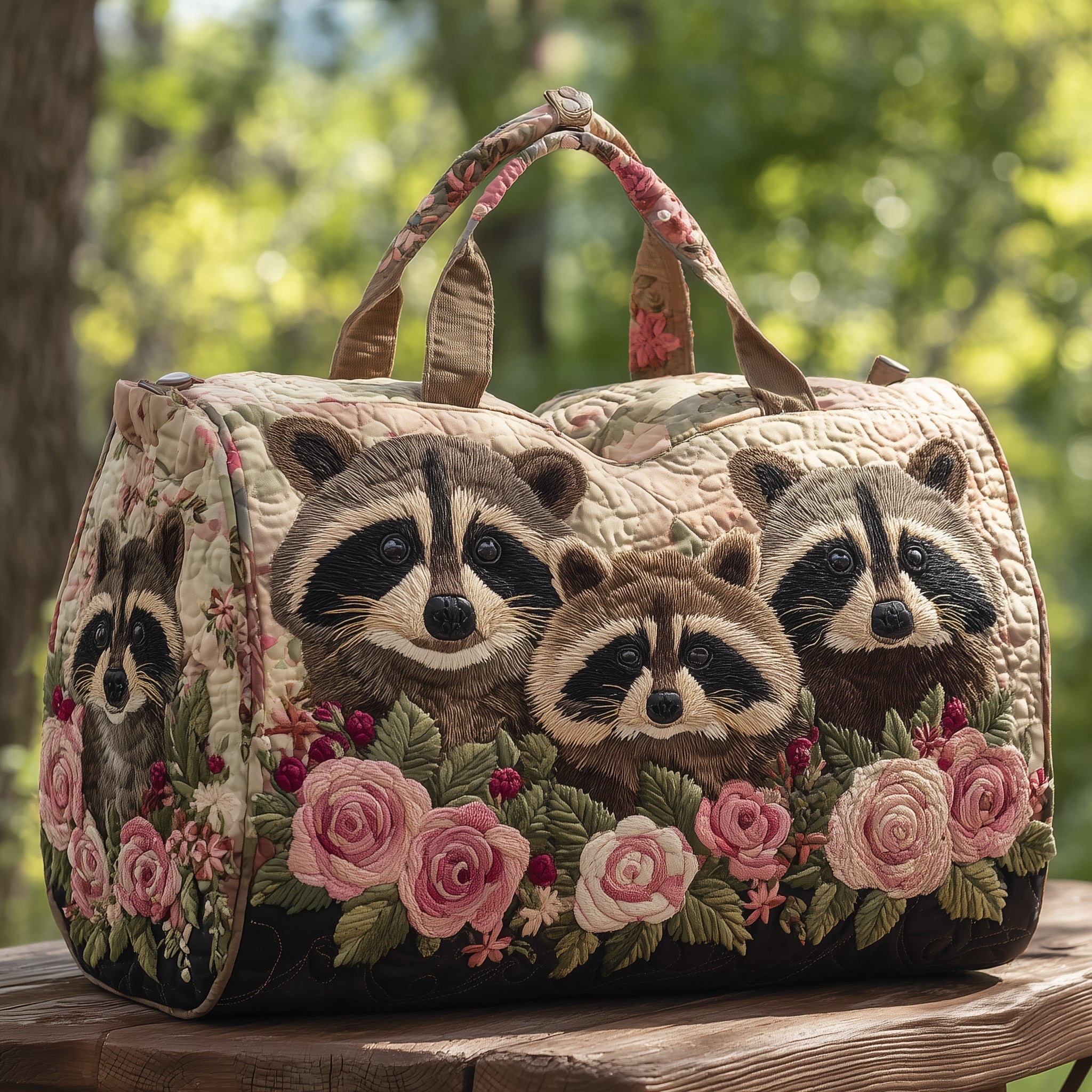 Raccoon Fam Quilted Duffle Bag GFTONT2447 - Giftroza