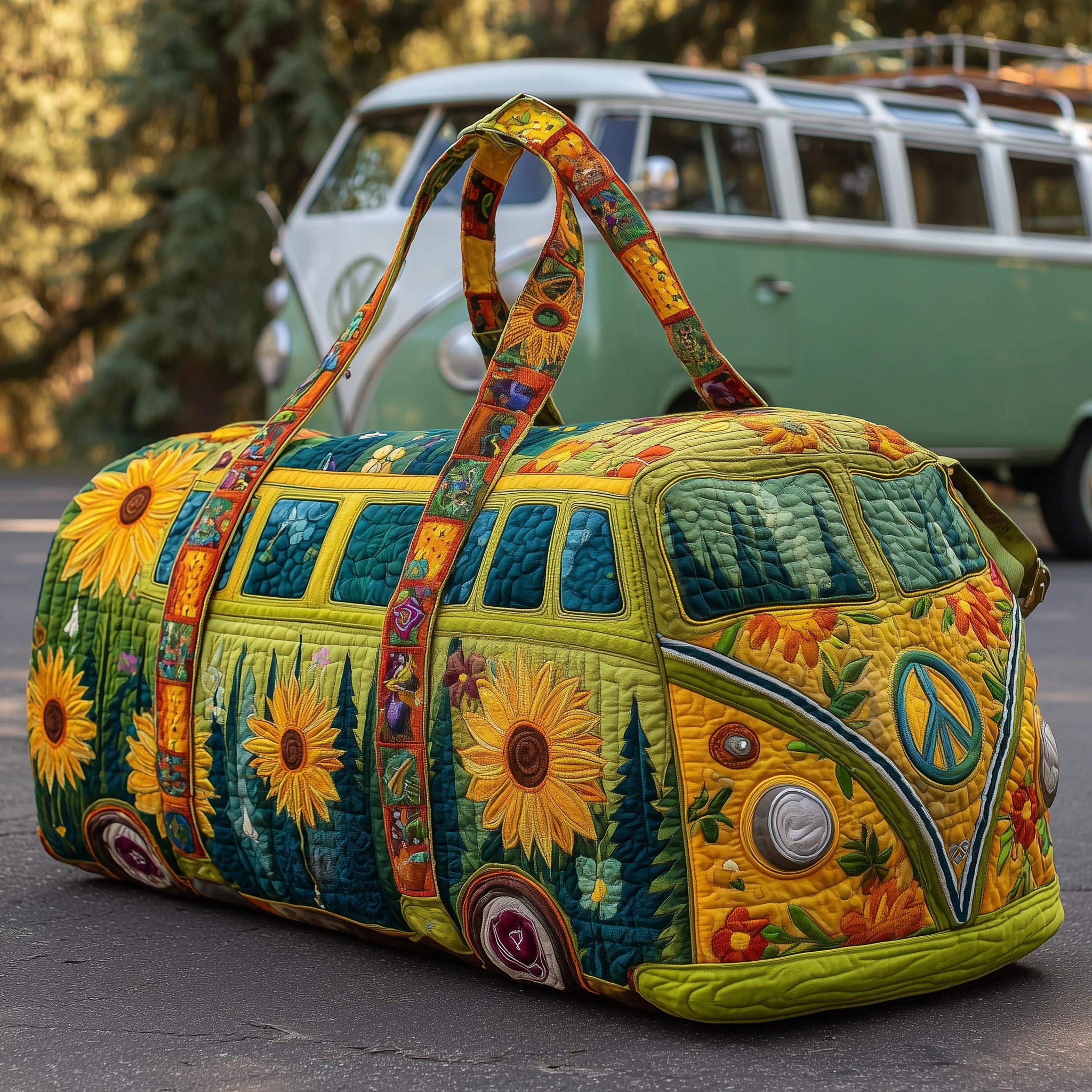 Hippie Sunflower Quilted Duffle Bag GFTONL5857 - Giftroza