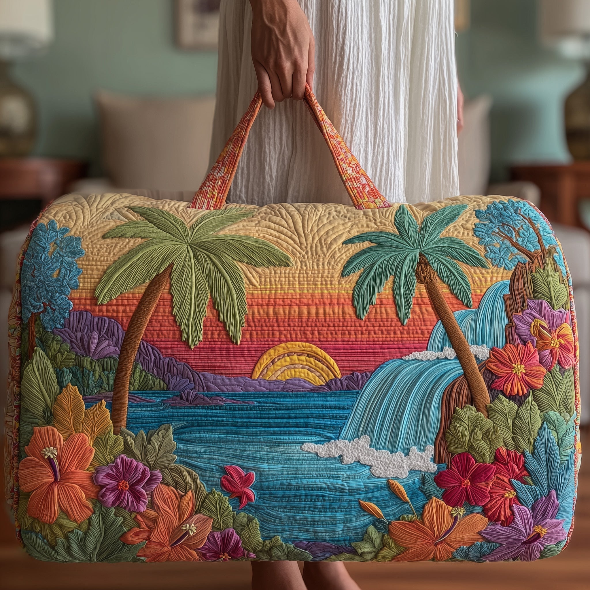 Tropical Beach Quilted Duffle Bag GFTOHD8590 - Giftroza