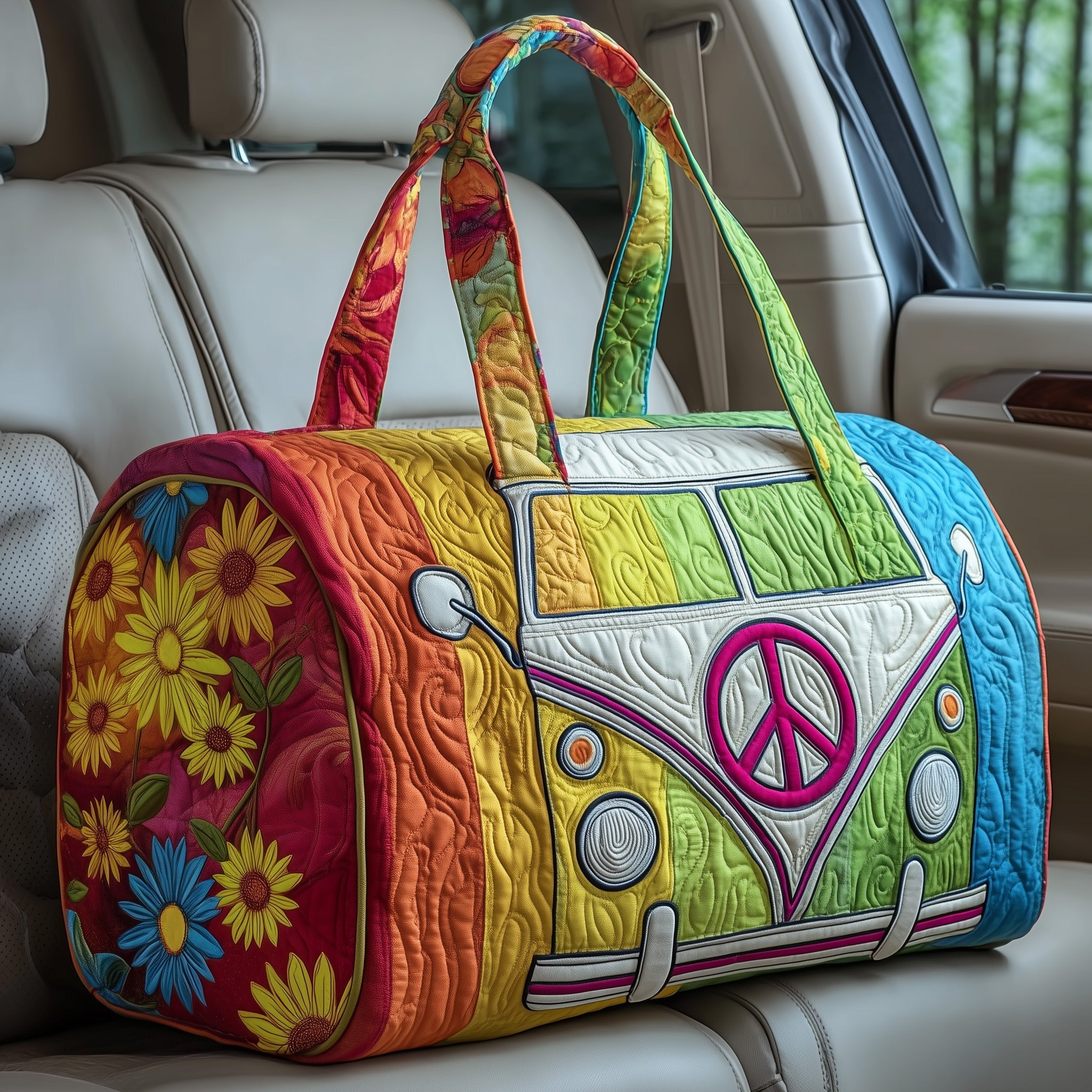 Hippie Van Quilted Duffle Bag GFTOTP10610 - Giftroza
