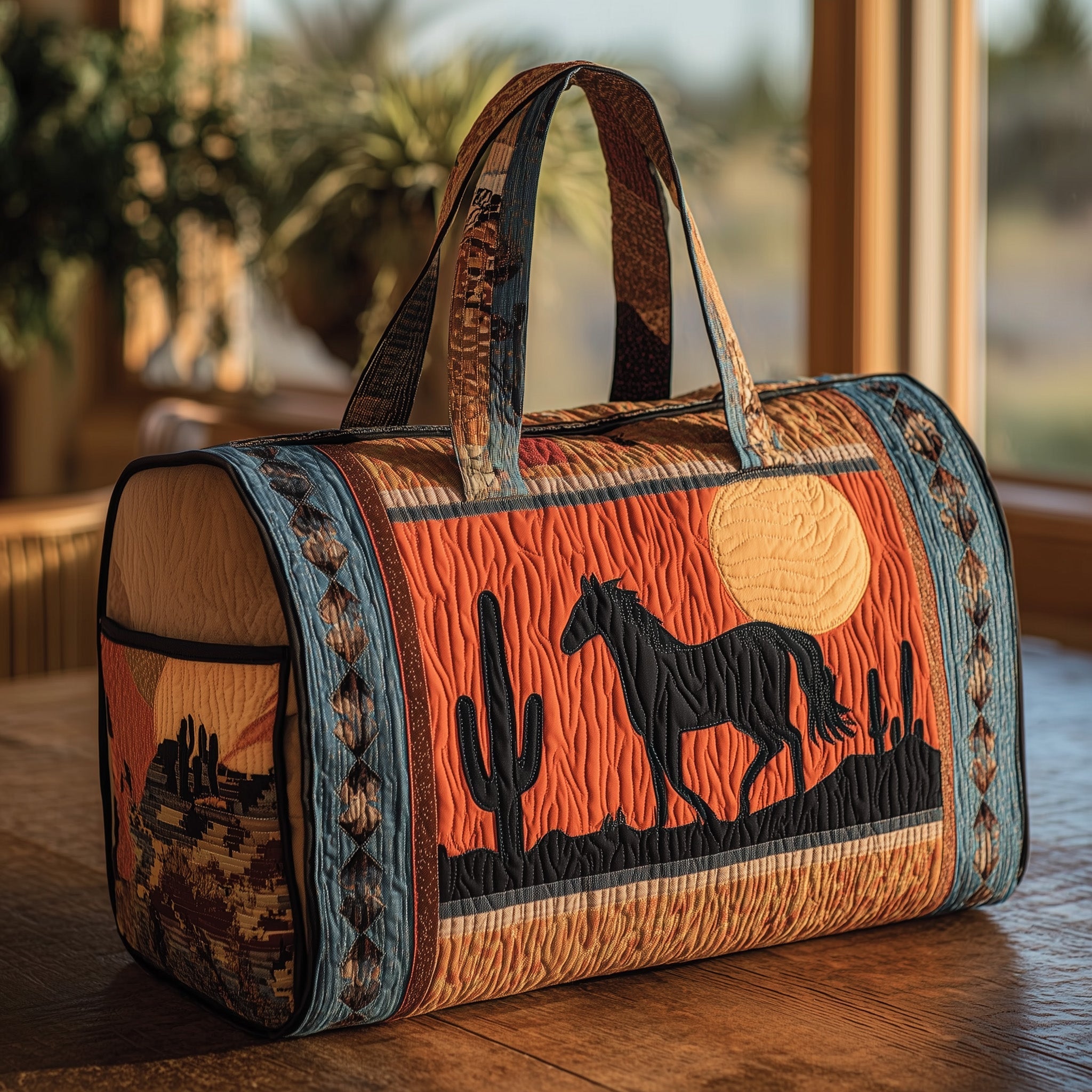 Running Horse Tapestry Quilted Duffle Bag GFTOHD9553 - Giftroza