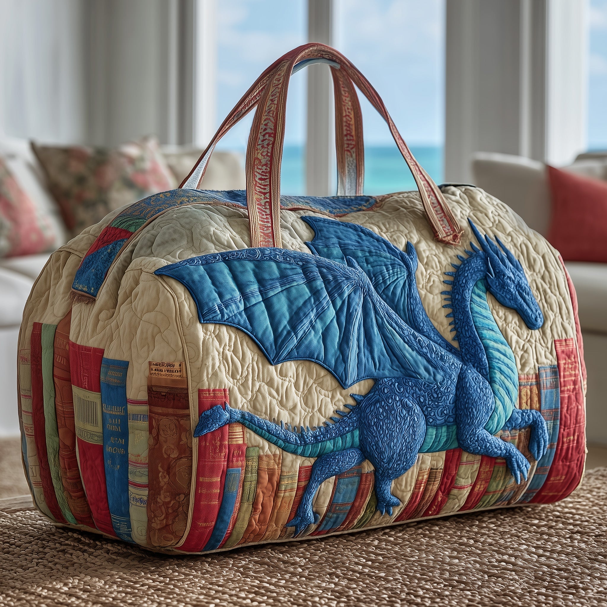Bookish Dragon Quilted Duffle Bag GFTOTP9483 - Giftroza